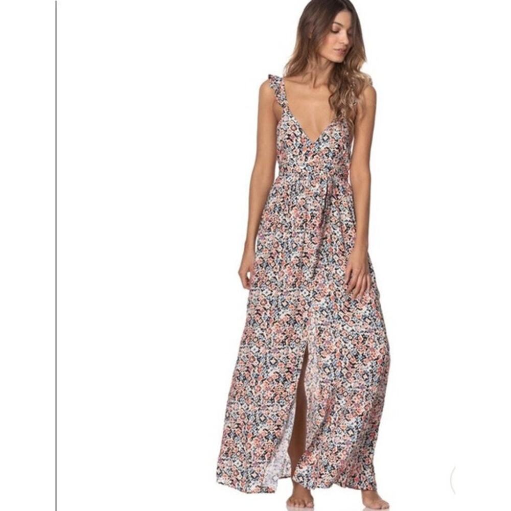 MAAJI Women's Cut Floral Print V Neck Tank Maxi Dress Beach Cover Up Size S